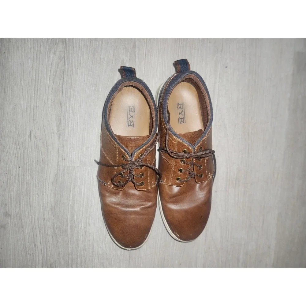 Hawkee Rye Mens Brown Faux Leather Oxford Sneakers Size 10.5 Low Top Casual